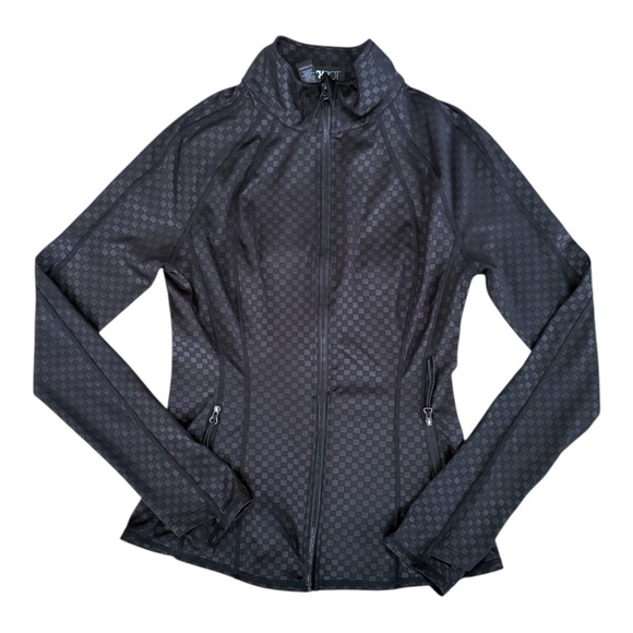 Beach Riot Jackets & Blazers - Beach Riot Sport Reina Running Jacket Stretch Black Check Women’s Size Small